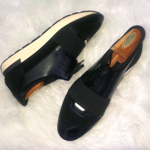 Balenciaga Black Leather Men's Low Top Athletic Made In Italy Size 10 - Picture 4 of 10